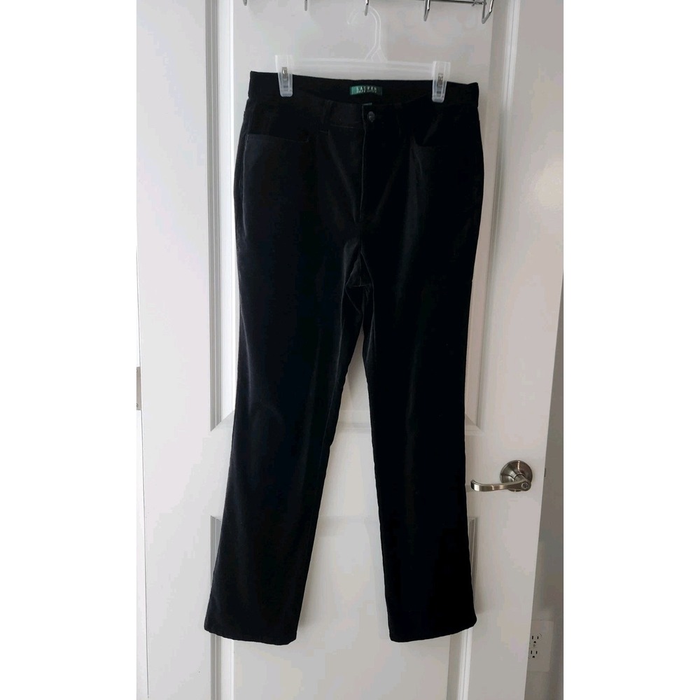 Lauren Ralph Lauren Women's Velvet Pants High-Rise Stretch Straight Leg Size 8
